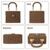 Fecialy Women Handwoven Rattan Handbag Beach Straw Tote Bag Square
