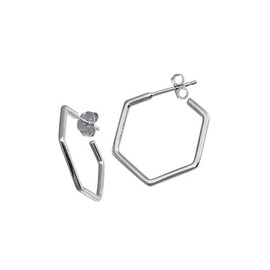 The New Sterling Silver Hexagon Shape Semi Hoop Stud Earrings Handcrafted, universal fit, vibrant enamel, secure artisan design SU033O01218