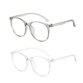 ASFWAGQ Pack of 2 Blue Light Glasses, Transparent Computer Glasses, Gaming Protective Glasses, Glasses Frame, Blue Light Glasses, UV Blue Blocked, Super Light Reduction of Eye Strain, Unisex, White