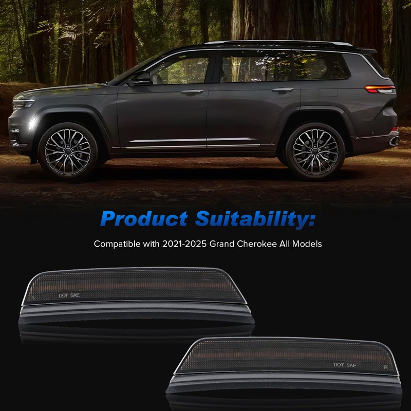 HTZCMOTO LED Side Marker Lights Compatible with 2021-2025 Grand Cherokee
