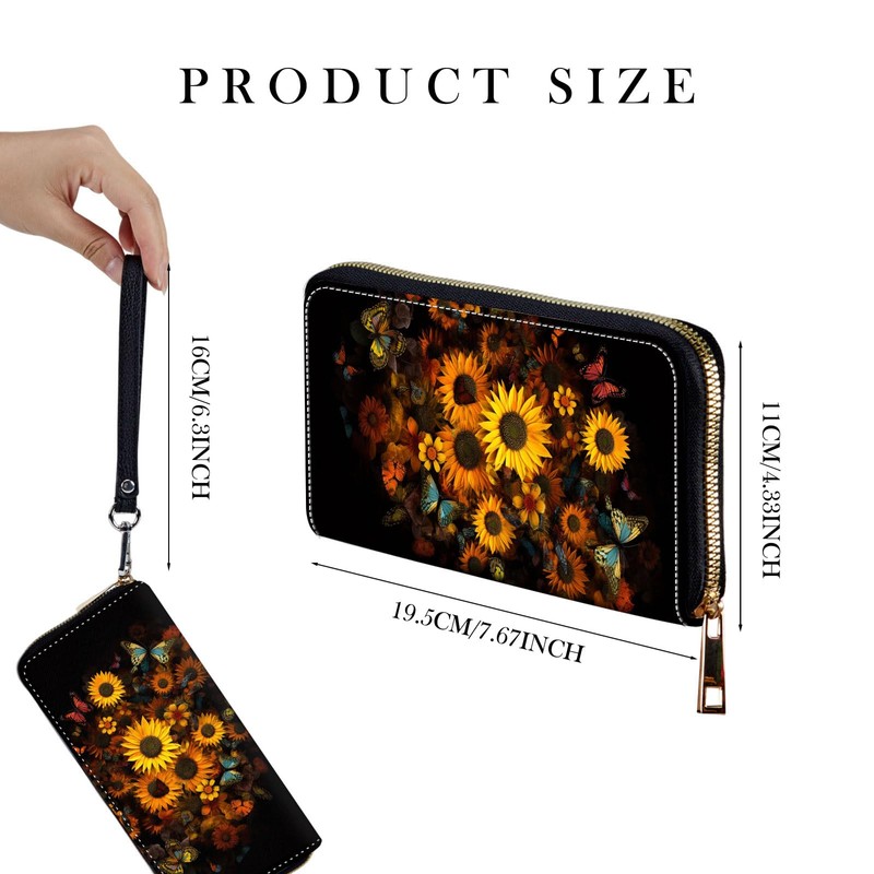 JHYYTUJTYP Zip Around Wallets for Women with Detachable Wrist Strap,