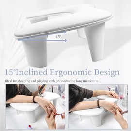 Arm Rest for Nails Tech: U-shaped Manicure Nail Arm Rest Stand Big White Armrest Microfiber PU Leather Hand Rest Pillow for Acrylic Nail Cushion