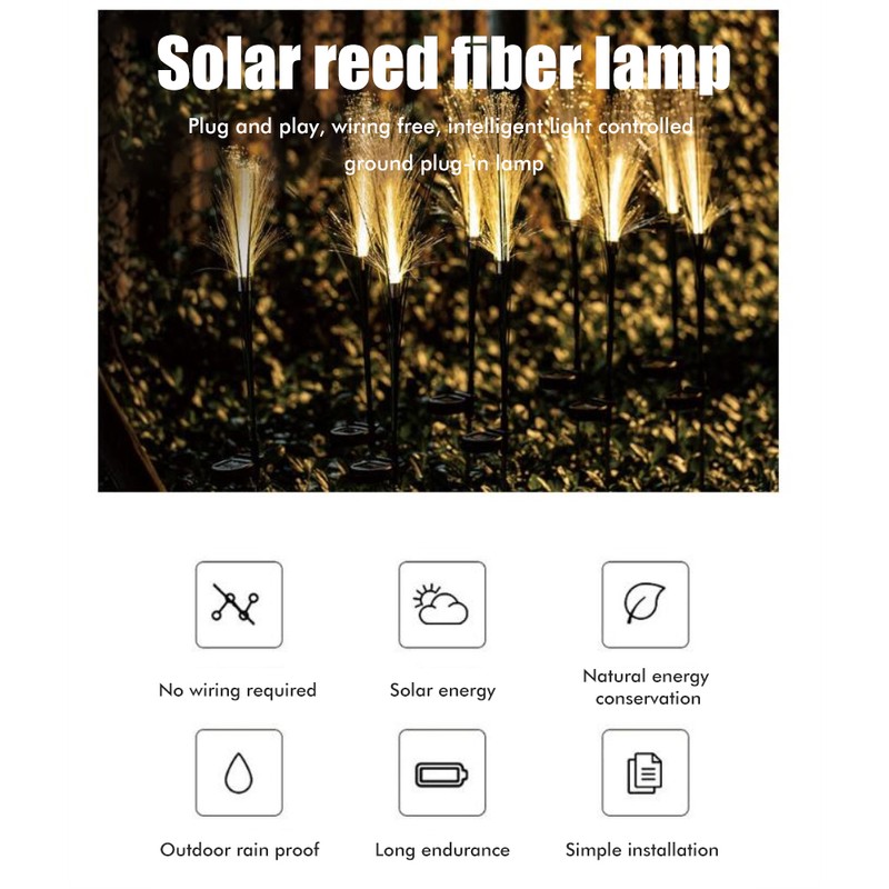 Solar Reed Garden Lights Waterproof LED Garden Stake Lights Decorative
