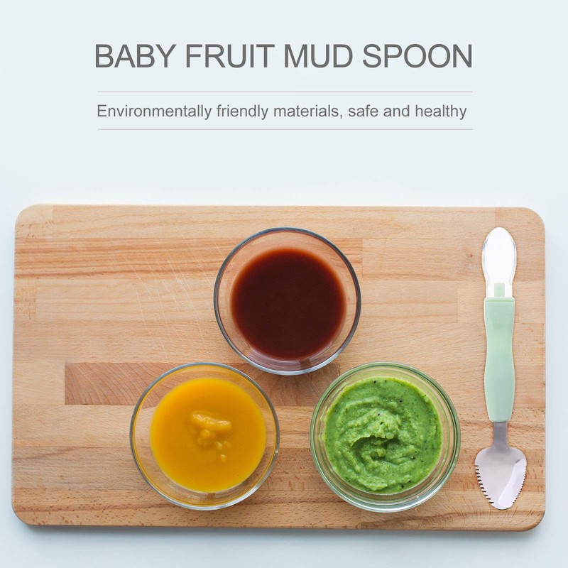 2pcs Food Scraper Spoon Silicone Feeding Spoons Double Head Fruit