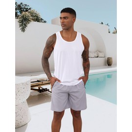 QOSOQ Men's 3 Pack Quick Dry Fitness Workout Shirts Gym Muscle Tank Top Sleeveless Shirts for Men