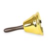 Gold Handheld Christmas Bell - Brown Wooden Handled Bell For