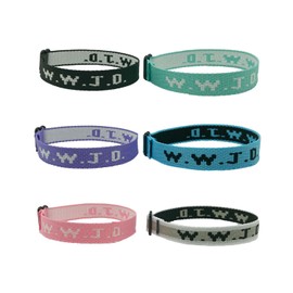 Progresssail 6 Pack WWJD Bracelet for Women Men, What Would Jesus Do Bracelets Colorful Webbing Adjustable Bracelets Roped Elastic Strap Bracelets