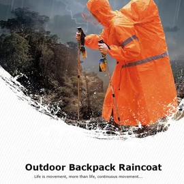 BlueField Unisex Reflective Outdoor Backpack Raincoat Rain Cover One-Piece Rain Poncho Cape Jacket for Hiking Camping Cycling (Blue, M)