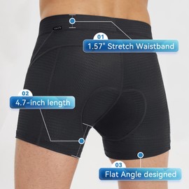 baleaf Men's Cycling Shorts Padded Bike Underwear Mesh 4D Gel Padding Mountain Biking Bicycle Liner Breathable Black L