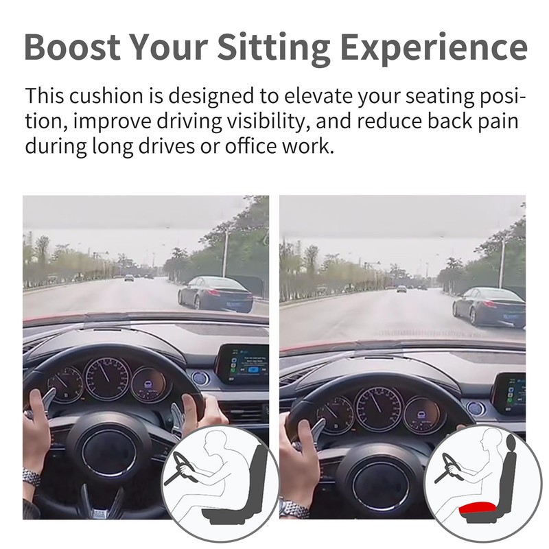 EDIETH Boost Seat Cushion - 15.7x15.7x4.7 Inches, Black, Breathable Nylon