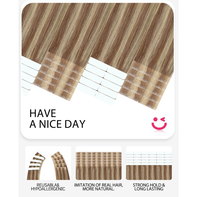 Youngsmile Injection Tape in Hair Extensions Real Human Hair 20pcs