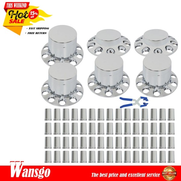 Wansgo Chrome Hub Cover Semi Truck Wheel Axle Covers Kit