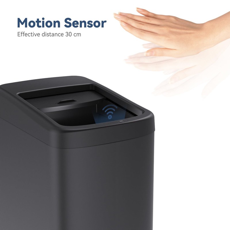 ELLO&ALLO Garbage Can Motion Sensor Trash Can 13 Gallon for