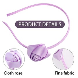 Valentine's Day Headband Delicate Rose Hairband Vintage Satin Hair Hoop Romantic Purple Rose Flower Hair Accessories for Girls Bride Christmas Valentine Wedding Engagement Birthday Gift 1Pcs