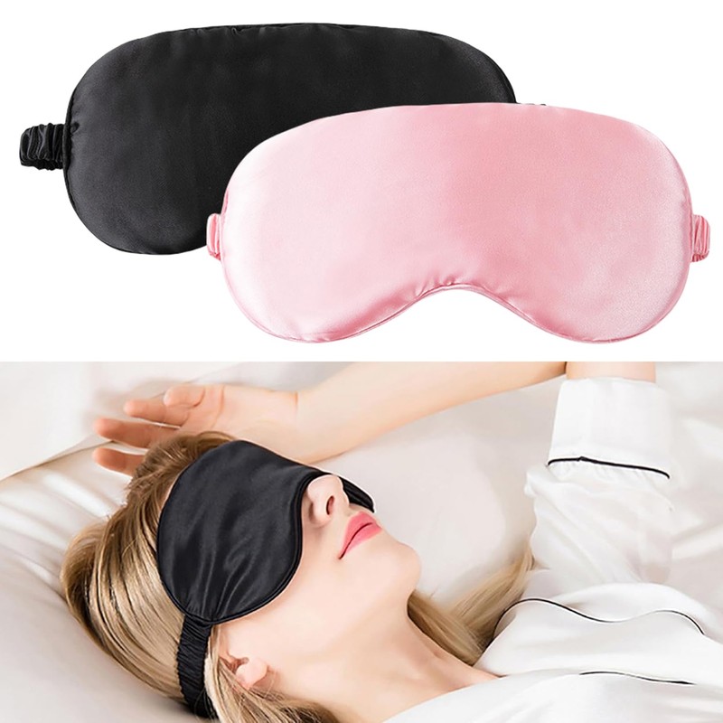 Pack of 2 Silk Sleeping Masks, Comfortable Sleeping Glasses for