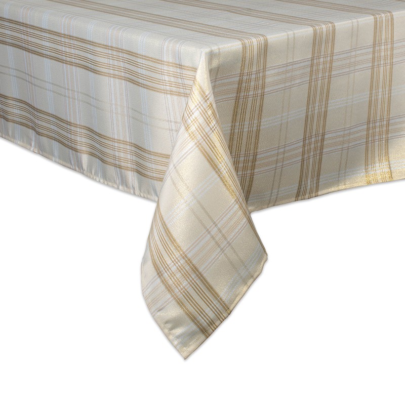 DII CAMZ10900 Table Cloth, 60" x 84", Cream Plaid