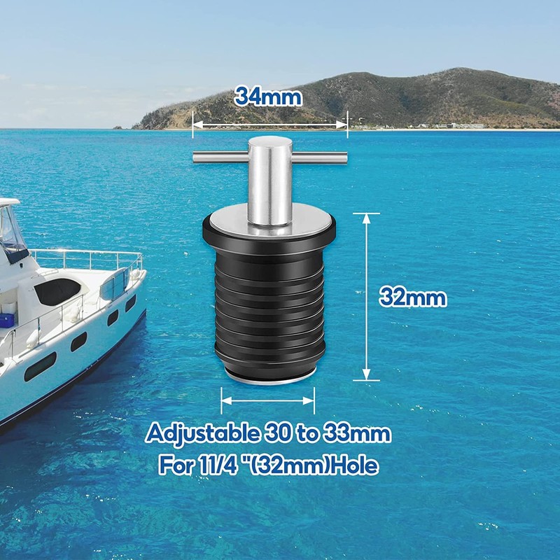 MagiDeal Marine Boat Drain Plug 3/4' or 1-1/4' Drain Stopper