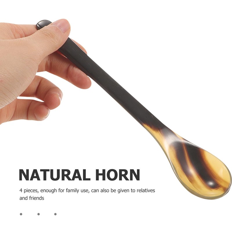 IMIKEYA Set of 4 Horn Egg Spoons Drinks Stirring Spoon