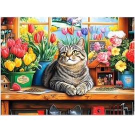 Puzzles for Adults 500 Pieces,Cute Cats Puzzle for Adults,Flower & Kittens Jigsaw Puzzles,Recyclable Cardboard Puzzles for Seniors Kids Teen,Puzzle for Family Game Nights, 20.5x15 in