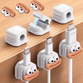 6 Pack Magnetic Cable Clips Cord Holder - Cute Quirky Patterns Cord Organizer - Hide or Organize Phone Charging Cables - Smoothly Adjustable Desk Cord Management Clip for Home, Nightstand, Desk