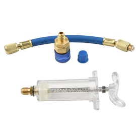 AC Oil and Dye Injector Kit with Quick Coupler Manual Oil Dye Injector Refrigerant Tool with 1/4" SAE Connector