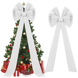 Hungdao Extra Large Christmas Tree Topper Bow 70.9 x 19.7 Inches Giant Christmas Velvet Bows with Long Streamers Huge Decorative Bows Oversized Bow for Xmas Tree Front Door Patio Outdoor Decor