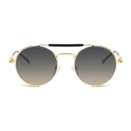 RONSOU Steampunk Style Round Vintage Sunglasses Retro Eyewear UV400 Protection Matel Frame Gold Frame Brown Gradient Lens