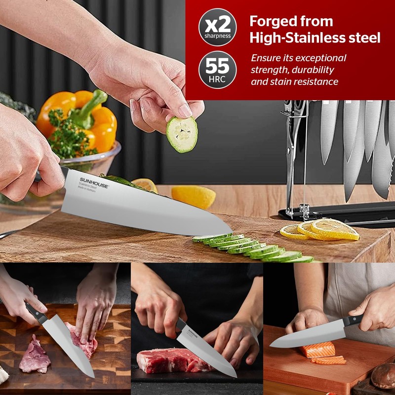 Sunhouse Basic Chef Knife 7.5 Inch Kitchen Knife, High Stainless