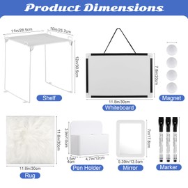 Hlimior 12 Pcs Locker Organizer and Decorating Kit, First Day of School Essentials,Back to School Essentials Locker Decoration, Print Whiteboard with Markers Plush Area Rug String Mirror Magnetic Cup