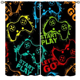 Game Curtain Game Room Handle Controller Game Lover Theme Video Printing Pattern Room Decoration Curtain Living Room Kitchen Noise Reduction Curtain 42x45 Inch 2 Panels Decor