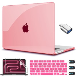 CISSOOK Compatible with MacBook Pro 14 Inch Case Pink 2025 2024 2023 2021 Release M4 A3112 A3185 A3401/ M3 A2918 A2992 A2779 M2 A2442, Plastic Hard Shell Case for MacBook Pro 14.2, Clear Pink