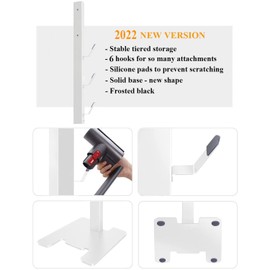 XIGOO Storage-Stand-Docking-Station-Holder Compatible with V15 Detect V11 V10 V8 V7 V6 Cordless Vacuum Cleaners, Stable Metal Organizer Rack(White, 6 Hooks)