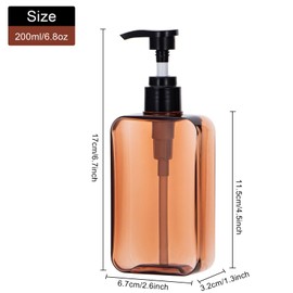 Yebeauty 4 Pack Pump Bottle Dispenser, 6.8oz 200ml Refillable Shampoo and Conditioner Bottles Empty Plastic Shower Hand Soap Dispenser Liquid Lotion Body Wash Container for Bathroom, Clear Amber
