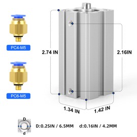 TAILONZ PNEUMATIC 20mm Bore 50mm Stroke Pneumatic Small Thin Cylinder Aluminum Pneumatic Air Cylinder SDA20-50