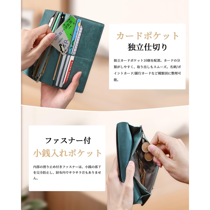 Men's Long Wallet, Thin Leather, Pueblo Leather, Bifold Wallet, YKK