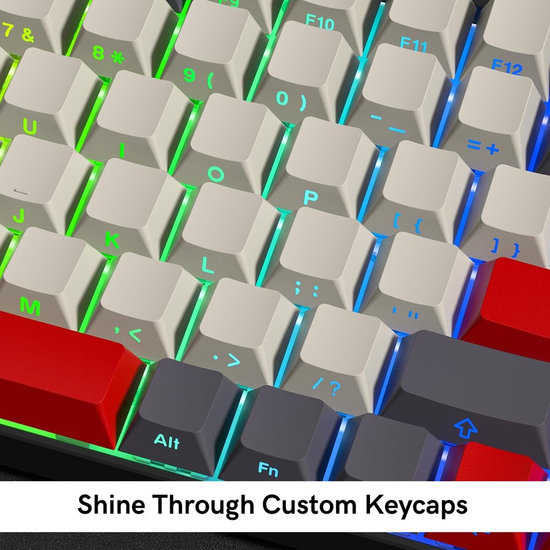 Rainy75 Shine Through Double Shot PBT Keycaps Set, Cherry Profile