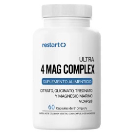 Restart Ultra Magnesio Complex Complejo Citrato Polvo Glicinato Treonato Marino Vitaminas Mujer Hombre Magnesium Cápsulas