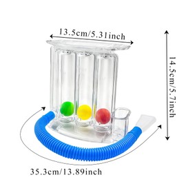Deep Breathing Lung Exerciser, 3 Ball Incentive Spirometer, Washable and Hygienic Respiratory Exerciser, Breath Measurement System with Handle