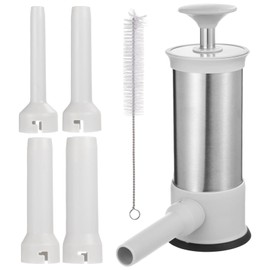 Sausage Stuffer with 4 Stuffing Tubes, 1.5 L Sausage Maker, Stainless Steel Manual Sausage Stuffer, Vertical Design, Includes Cleaning Brush for Homemade Sausage, Easy to Use