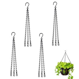 Ruayia 4 Pieces Chain Flower Pots, 3 Strand Metal Chain Hanging Basket, Chain Hanging Basket for Hanging Flower Pot, 40 cm Flower Basket Hanging Basket Chains for Bird Cages, Planters