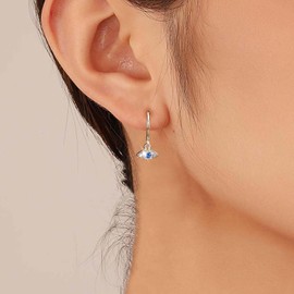 Inateannal Vintage Crystal Evil Eye Earrings Gold Evil Eye Hoop Earrings Small Eyes Dangle Earrings CZ Devil Eye Huggie Earrings Jewellery for Women and Girls, Zinc, No Gemstone