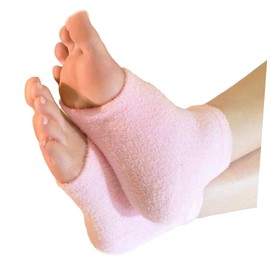 Ipetboom Spa Vented Gel Heel Socks for Cracked Skin Repair Moisturizing Open Toe Recovery Sleeves with Vitamin-infused Gel for Soft Healthy Feet Pink
