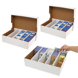 MZONGZI Monster 5 Row Card Storage Box,3900 Count Cards Organizer Box for Collectible Trading Card,Soccer, Baseball Game Cards (5 Row-3 pack)