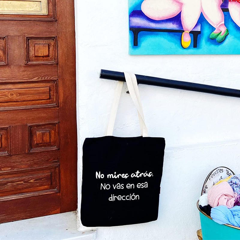 Econanos Hellobags2019 Canvas & Beach Tote Bag, 38 cm, Black