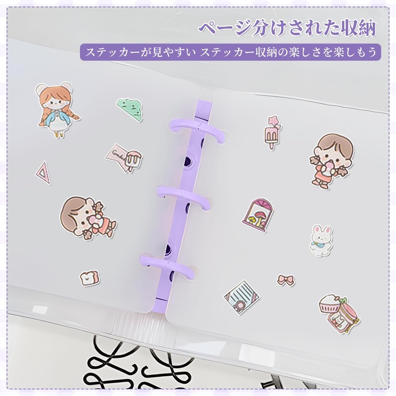 happykau Sticker Pad 3 Holes Mini Binder 4 Pages Inside