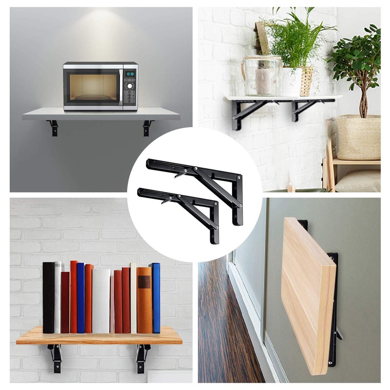 Folding Shelf Brackets 10 Inch Heavy Duty, 2 Pcs Shelf