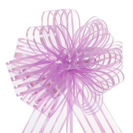 MECCANIXITY 15pcs 6 Inch Organza Large Pull Bow Metallic Gift Wrapping Bows Ribbon Chiffon Yarn Light Purple for Wedding Baskets Presents Christmas Valentine's Day