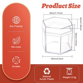 BENECREAT Pack of 21 Clear Acrylic Boxes Hexagon Small Storage Containers for Plastic Beads (45 x 42 mm) for Gifts, Weddings