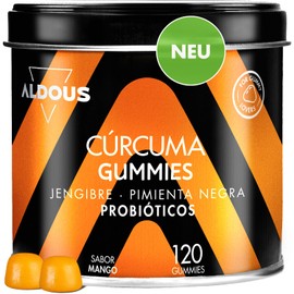 Turmeric with Ginger and Black Pepper + Probiotics - 2500 mg - 120 Gummy Bears - Natuurlijke Mango & Pittige Gembersmaak - Natural Antioxidant and Anti-Inflammatory - Source of Curcumin