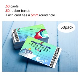Cruising Rubber Duck Tags, Duck Tags, Carnival Cruising Line Gold Sailing Card, Duck Duck Tags, Ducking Game Cards, 50 Pack, 3.5 x 2 inches, with Hole and Rubber Bands(Cruise Tags 7FDC224)